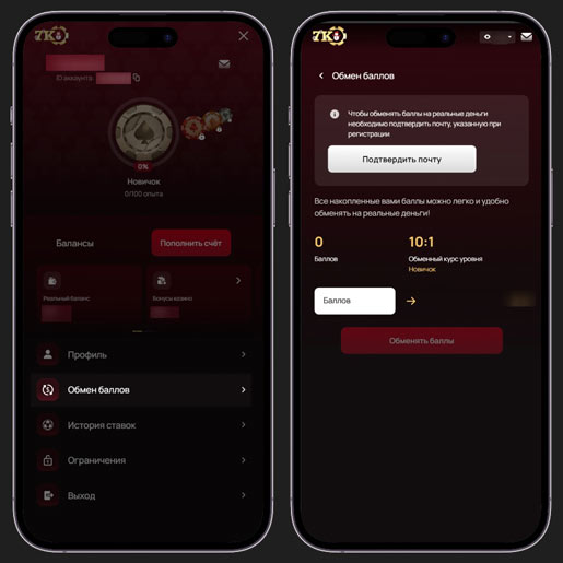 Обмен баллов